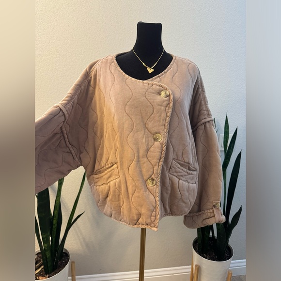 NWT FREE PEOPLE QUILTED JACKET DOLMAN SLEEVES WARM FALL COZY OVERSIZED LAYERING - Picture 8 of 16